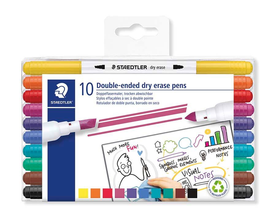 Rotuladores Pizarra blanca doble punta Staedtler 10 colores