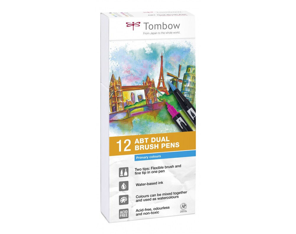 Rotuladores Tombow Dual Brush primarios 12 colores