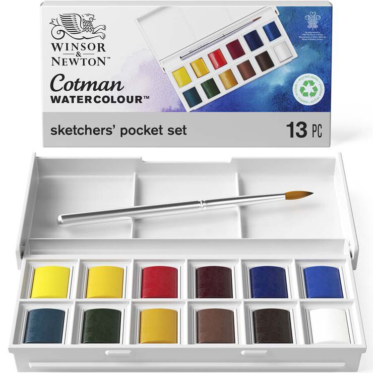 Acuarela Cotman Plus Winsor & Newton estuche bolsillo 12 colores