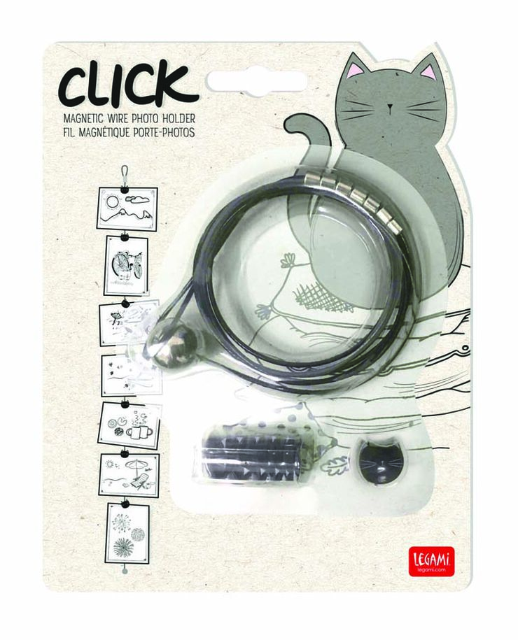 Cable magnético portafotos+clips Legami Cats