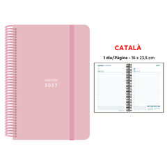Agenda Espiral Finocam 16x23,5 cm Catal&aacute;n D&iacute;a P&aacute;gina 2027 Rosa Pastel