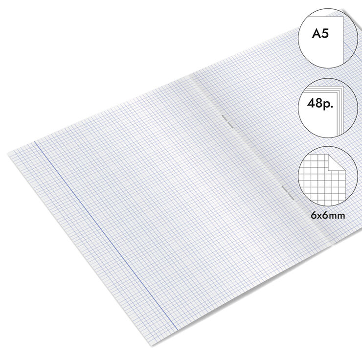 Llibreta grapada Abacus A5 48 fulls 6x6mm lila