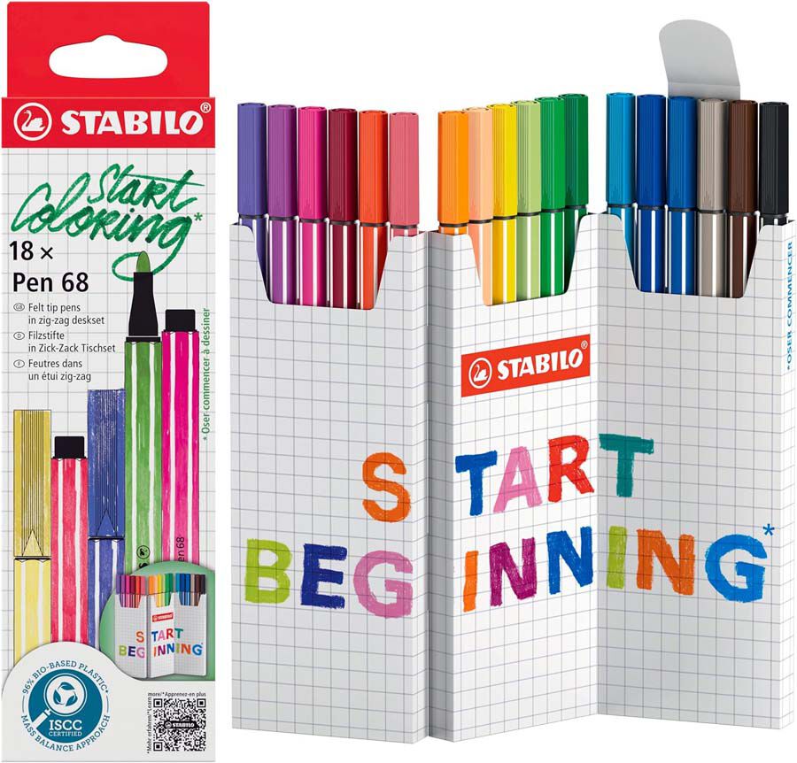 Rotuladores Stabilo Pen68 - Estuche zigzag 18 colores