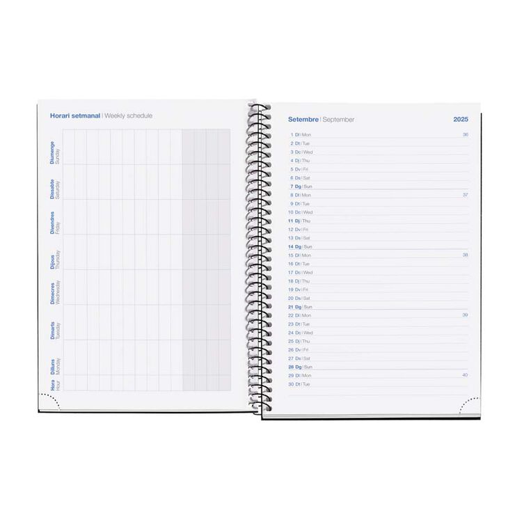 Agenda escolar Miquelrius Plus setm/vista cat 2025-26 Basic rosa
