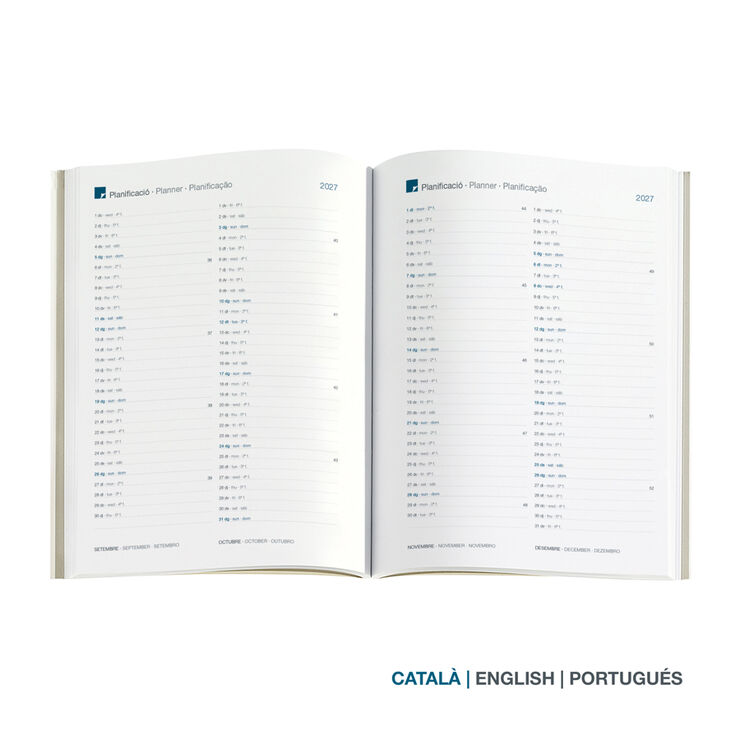 Agenda Miquelrius Plus Setmana Vista Catal&agrave; Quadres 2027 Multicolor