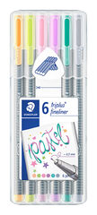 Retoladors Triplus Pastel, 6 colors