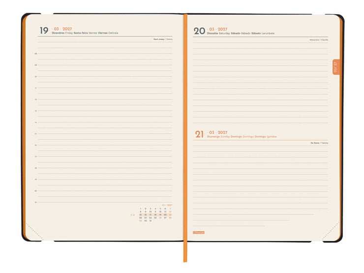 Agenda Finocam Flex Llisa Semana Vista Vertical 2027 Catal&aacute;n Azul