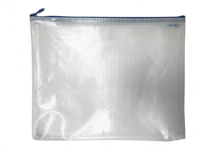Bolsa A4 transparente reutilizable amb cremallera Azul