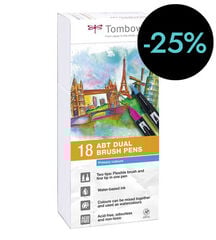 Retoladors Tombow Dual Brush primaris 18 colors