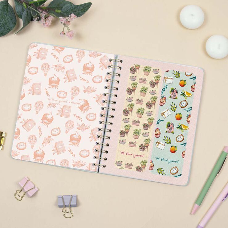 Agenda Finocam escolar The Flower Journal E10 setm/vista cas 2025-26 verd
