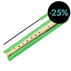 Flauta soprano con limpiador y funda verde