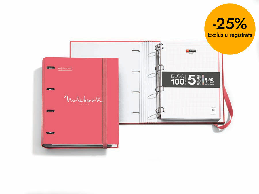 Carpebloc Emotions Miquelrius con recambio A4 4 anillas coral