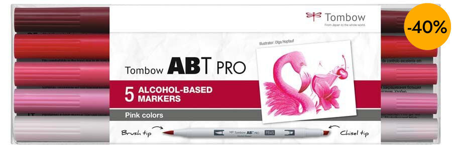 Retolador Tombow Abt Pro Dual Brush roses 5 colors