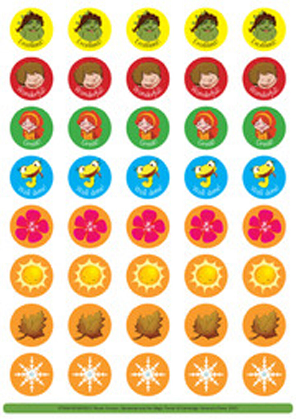 Greenman and The Magic Forest All Levels Reward Stickers