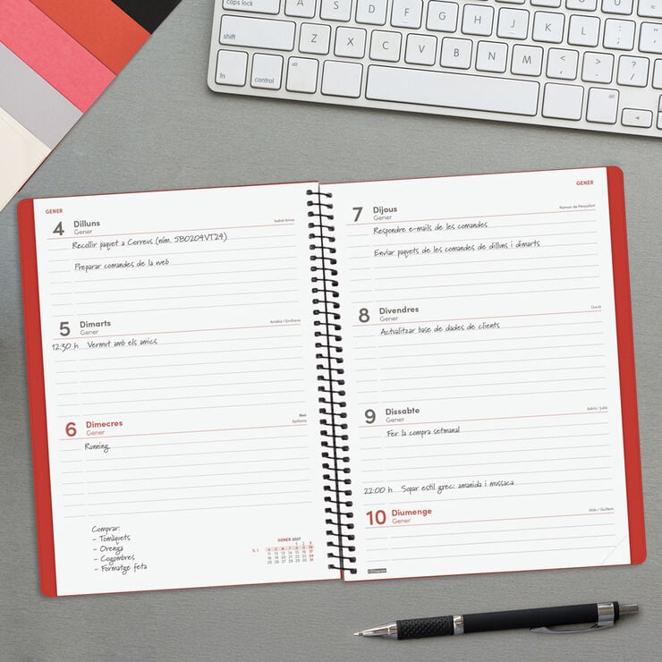 Agenda Finocam My Semana Vista Horizontal 2027 Catal&aacute;n Rojo