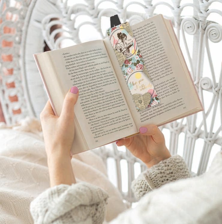 Marcap&aacute;ginas con cinta el&aacute;stica Jane Austen Vintage