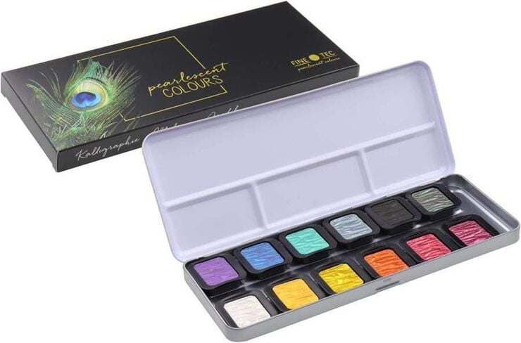 Acuarela FINETEC&reg; Rainbow nacarado 12 colores