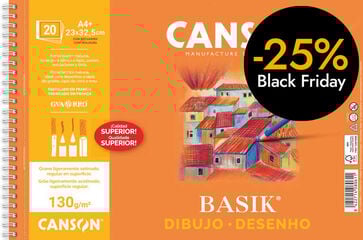 Bloc dibujo Canson Basik A4+ con recuadro 20 hojas