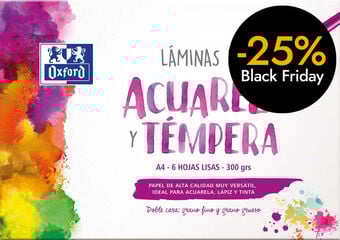 Láminas acuarela/témpera Oxford A4 300g 6 hojas