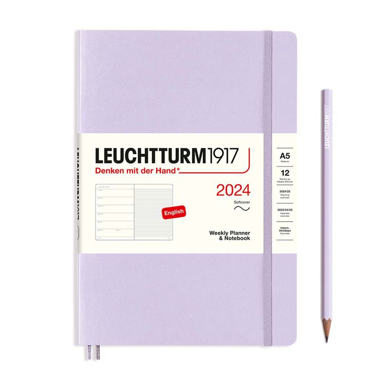 Agenda Leuchtturm A5 sem/vista 2024 tb medium lila