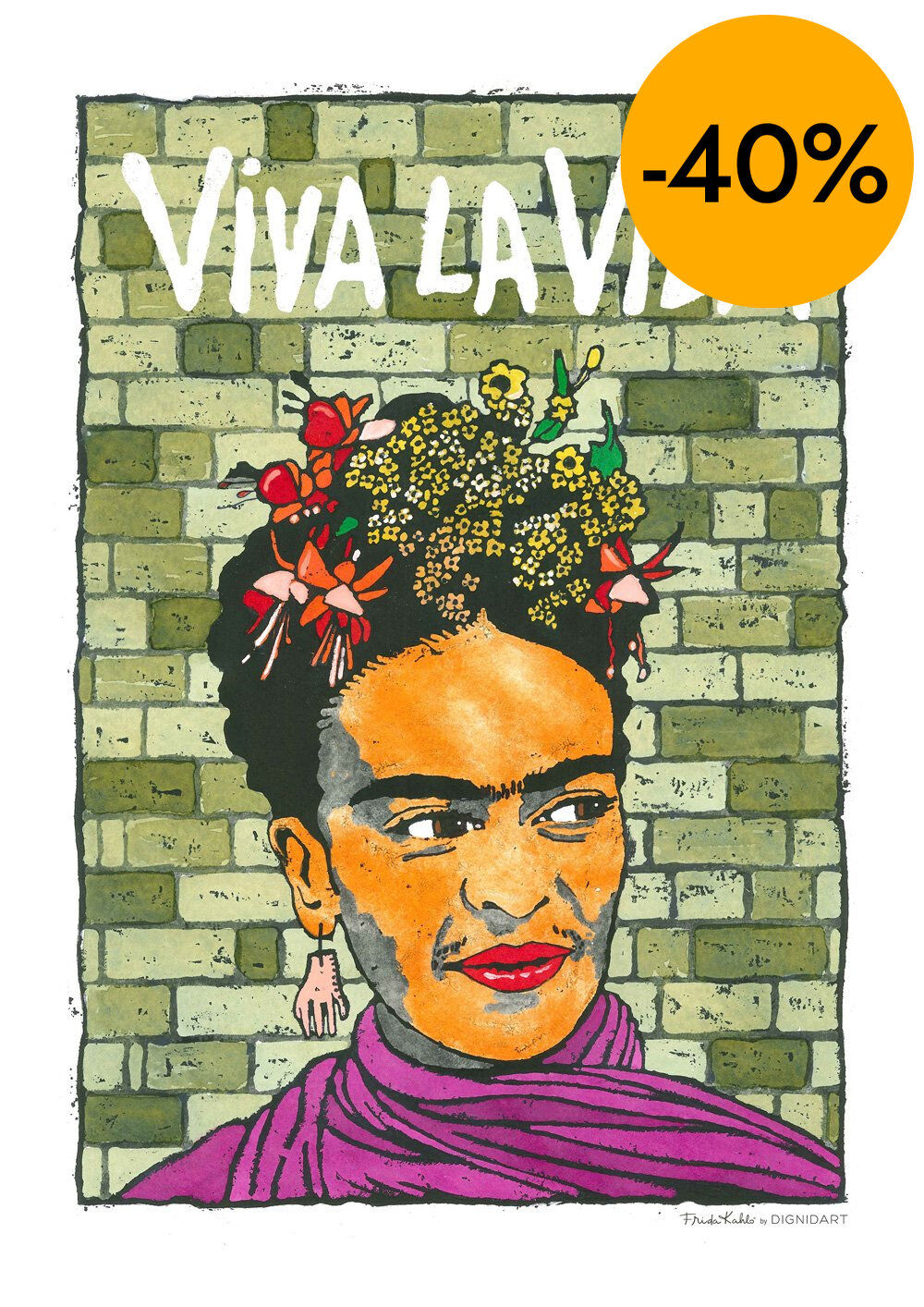 P&oacute;ster&nbsp;Dignidart&nbsp;Frida&nbsp;Kahlo&nbsp;Viva la vida