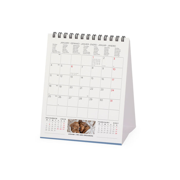 Calendario Legami 12x14,5 Sobremesa Puppies Multiling&uuml;e 2027