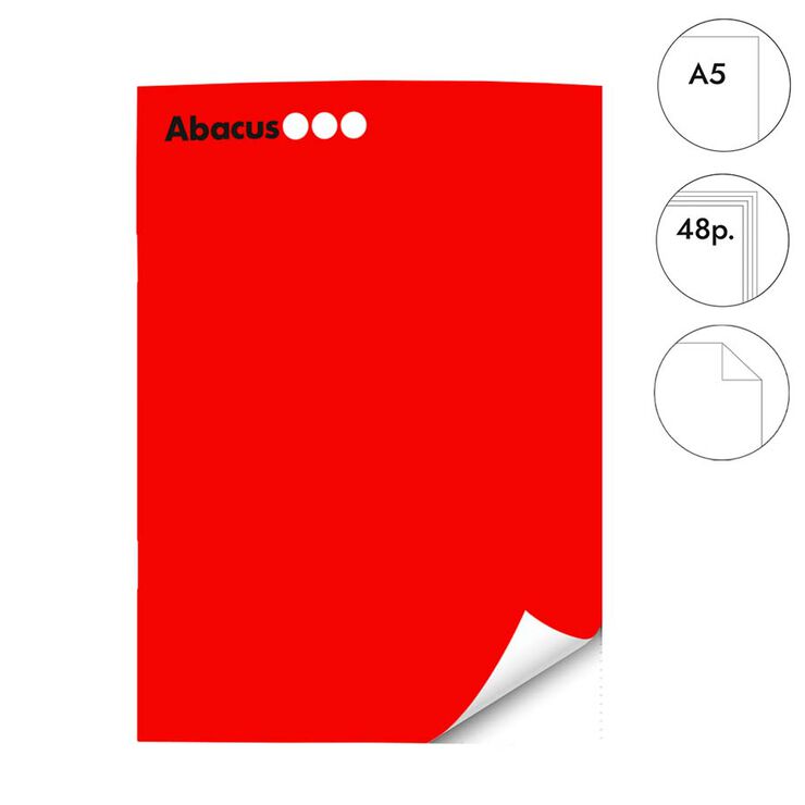 Libreta grapada Abacus A5 48 hojas liso rojo