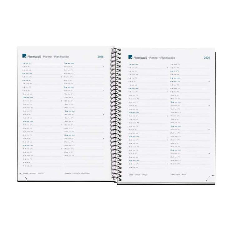 Agenda Espiral Miquelrius Plus sem/vista catalán 2026 Calm arena