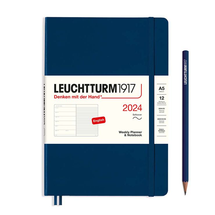 Agenda Leuchtturm A5 sem/vista 2024 tb medium blau marí