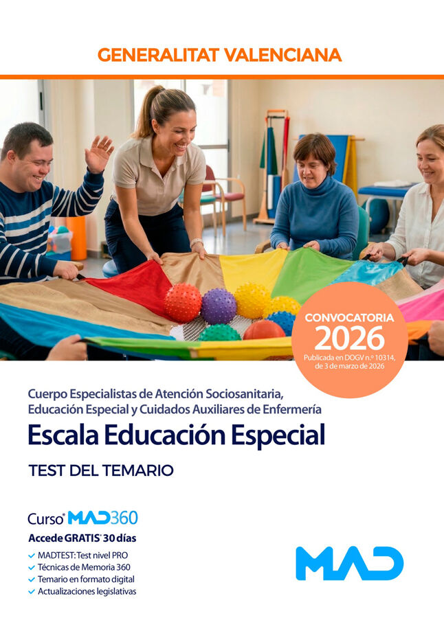 Cuerpo Especialistas de atenci&oacute;n sociosanitaria, educaci&oacute;n especial y cuidados auxiliares de enfermer&iacute;a de la Generalitat Valenciana. Escala Educaci&oacute;