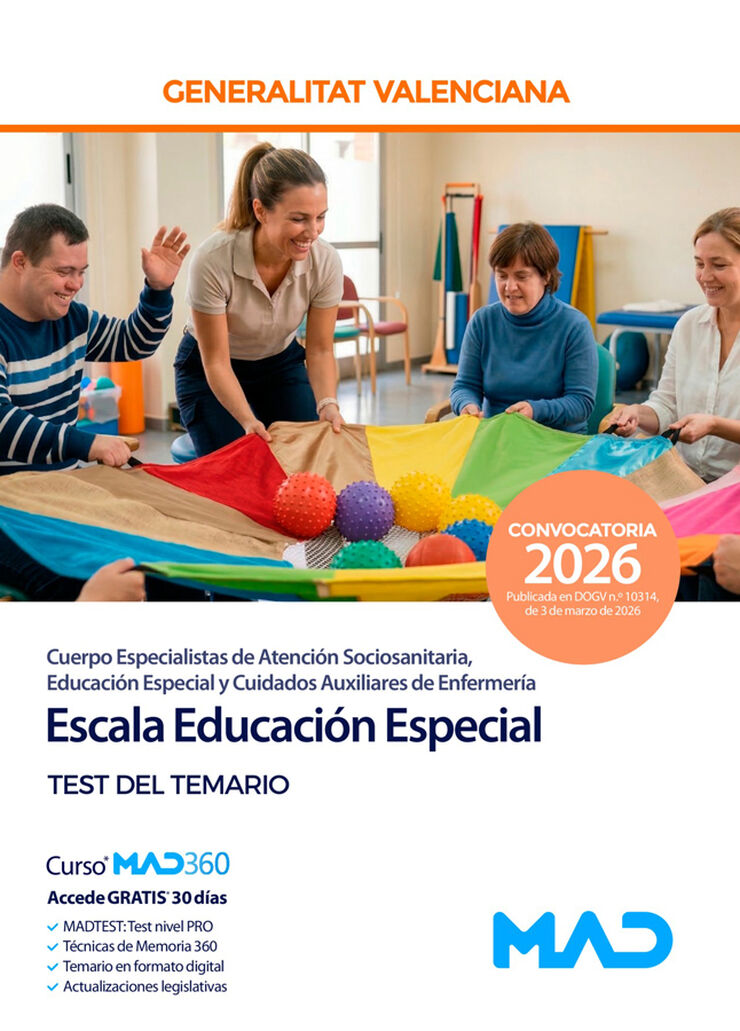 Cuerpo Especialistas de atenci&oacute;n sociosanitaria, educaci&oacute;n especial y cuidados auxiliares de enfermer&iacute;a de la Generalitat Valenciana. Escala Educaci&oacute;