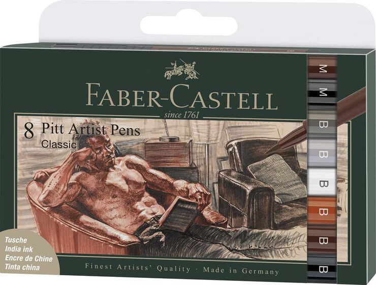 Bolígrafos de colores Faber-Castell PITT Artist en caja de madera, set de  regalo, 90 unidades