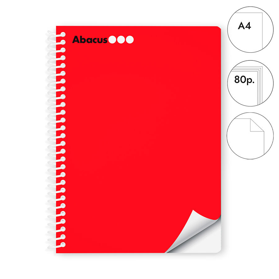 Libreta espiral Abacus A4 80 hojas liso rojo
