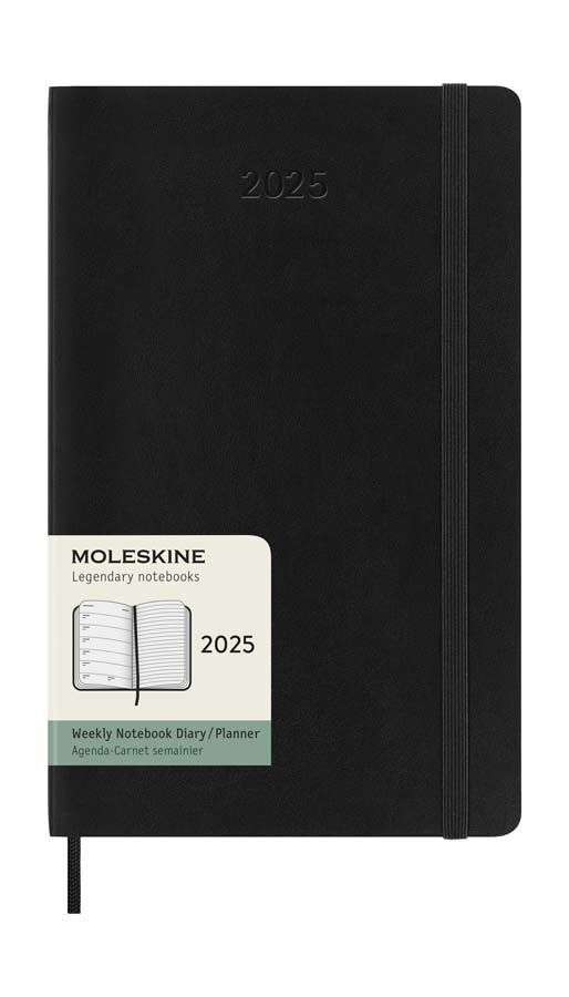 Agenda Moleskine 12m sem/vista 2025 L negro