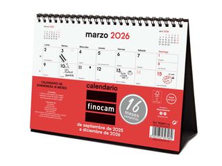 Calendario Finocam sobremesa 16 meses  21x15cm cas 2025-26