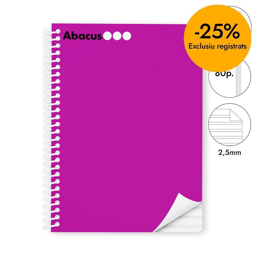 Llibreta espiral Abacus A5 80 fulls pauta 2,5mm lila