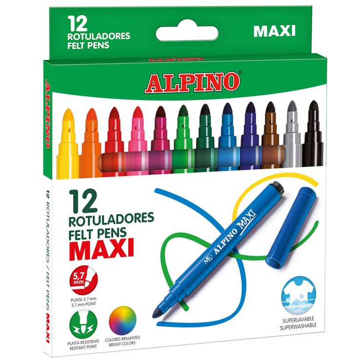 Rotuladores gruesos Alpino Maxi 12 colores