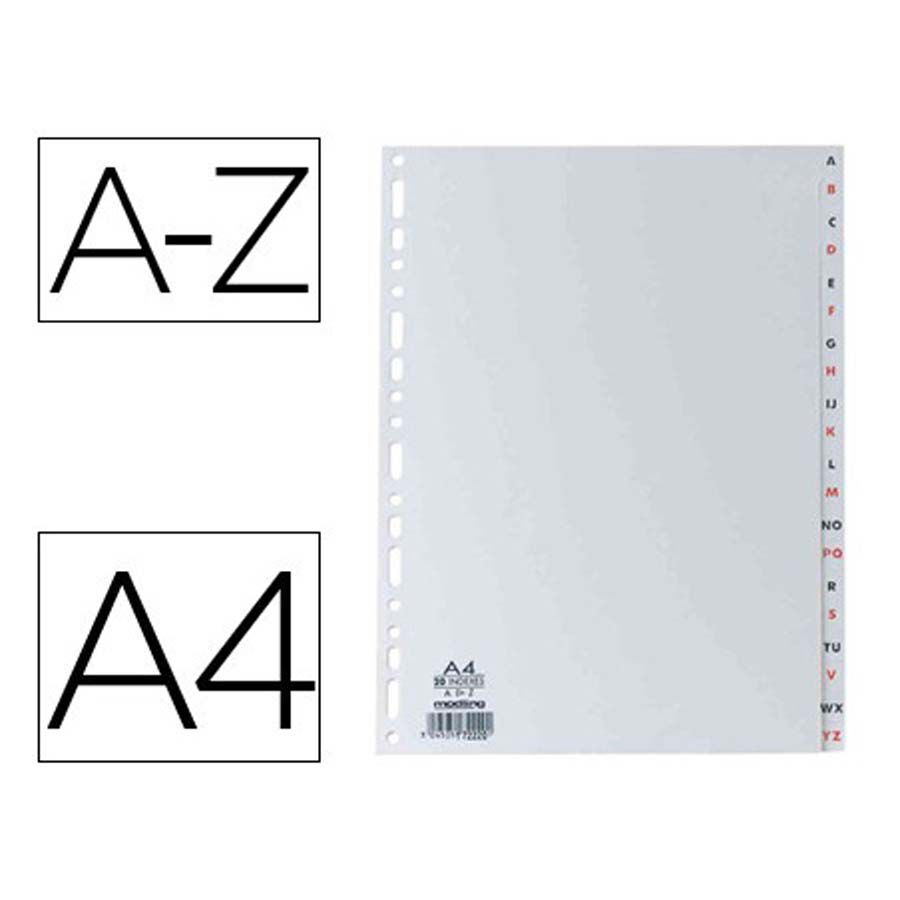 Separador alfab&egrave;tic Elba A4 gris