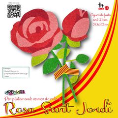 Pintar con Arenas Arenart rosa Sant Jordi madera con imán