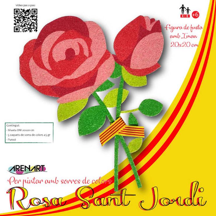 Pintar con Arenas Arenart rosa Sant Jordi madera con imán