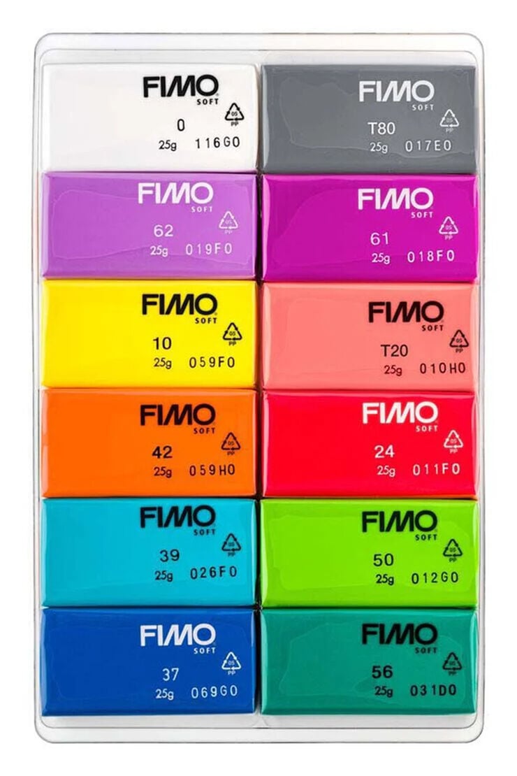 Pasta modelar Fimo Soft 300g brillant 12 colors