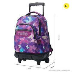 Mochila con ruedas desmontable Totto glitter Star Butterfly