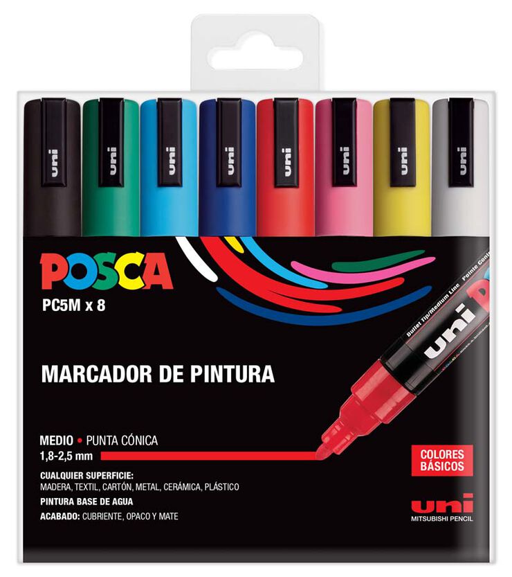 Marcador Posca PC-5M 1,8-2,5 mm. Est. 8 col.