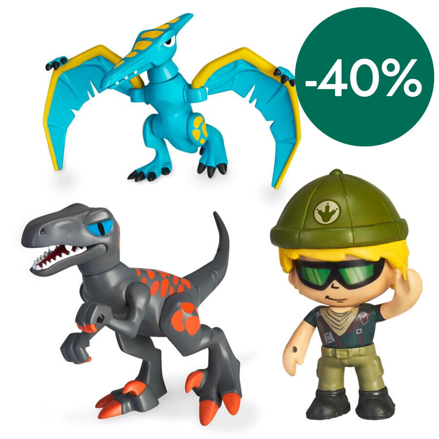Pack 2 Dinosaures i Figura Pinypon Action