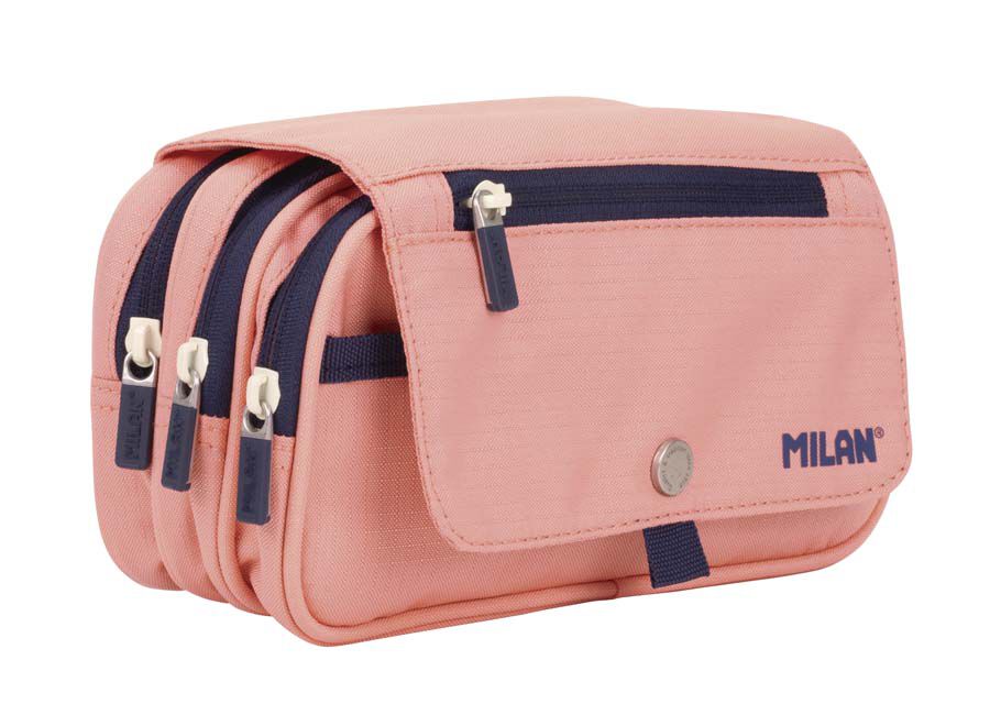 Estuche Milan 1918 4 cremalleras rosa