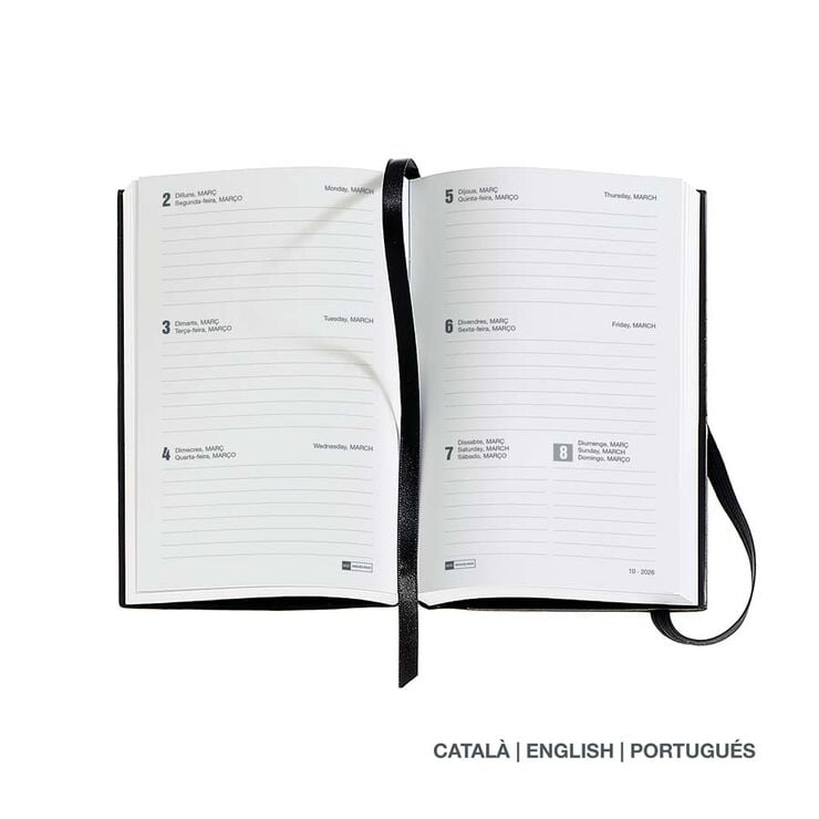 Agenda Miquelrius Passport 9x14 setm/vista català 2026 Chester negre