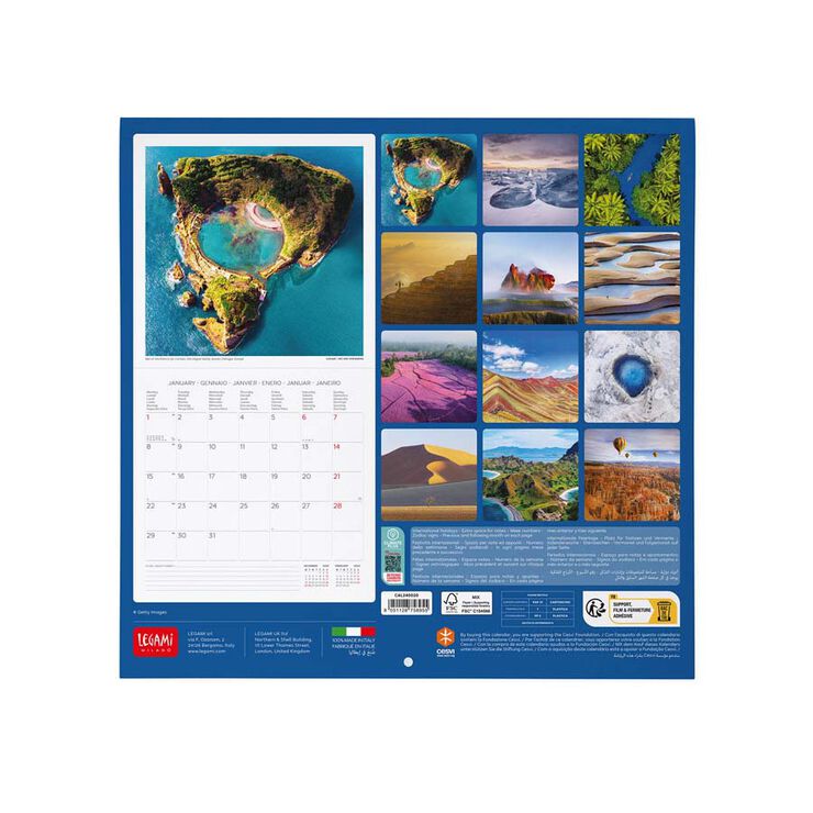 Calendari paret Legami 30X29 2024 Planet Earth
