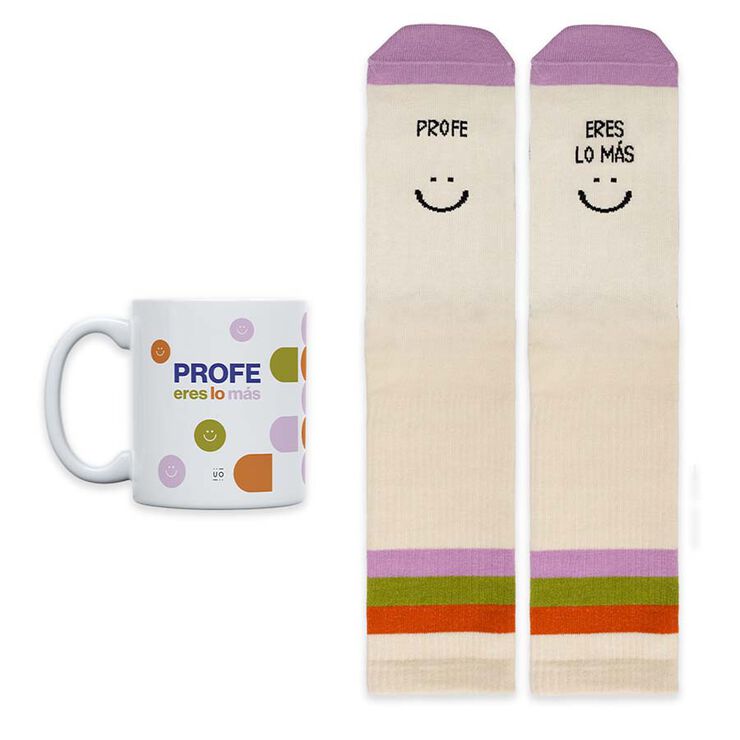 Kit Taza + Calcetines UO ''Profe eres lo más'' talla 36-41
