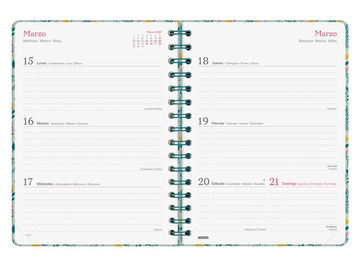Agenda Finocam You Setmana Vista Horitzontal 2027 Castell&agrave; Blanc