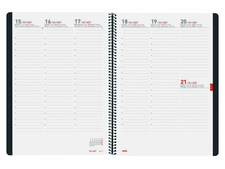 Agenda Finocam 16M Ikon E40 Sem/Vista Vertical Multiling&uuml;e 2026-27 Negro